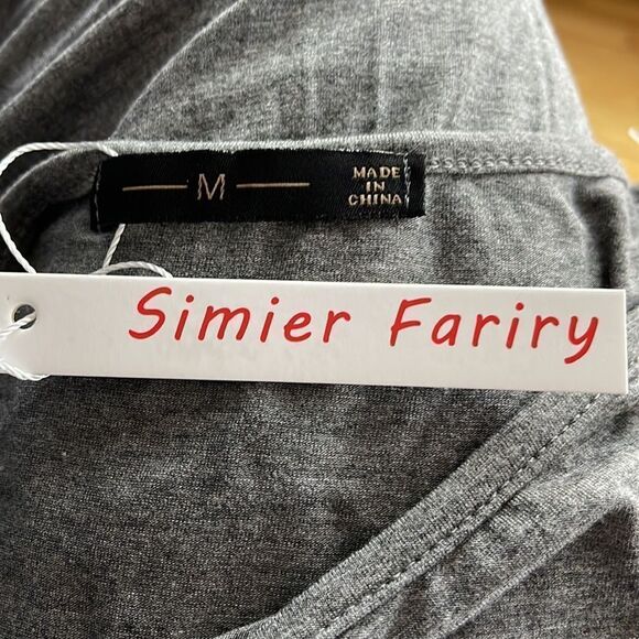 Sumier Fariry heather gray stretch jersey pleated skirt midi dress. NWT. Medium. - Picture 6 of 6